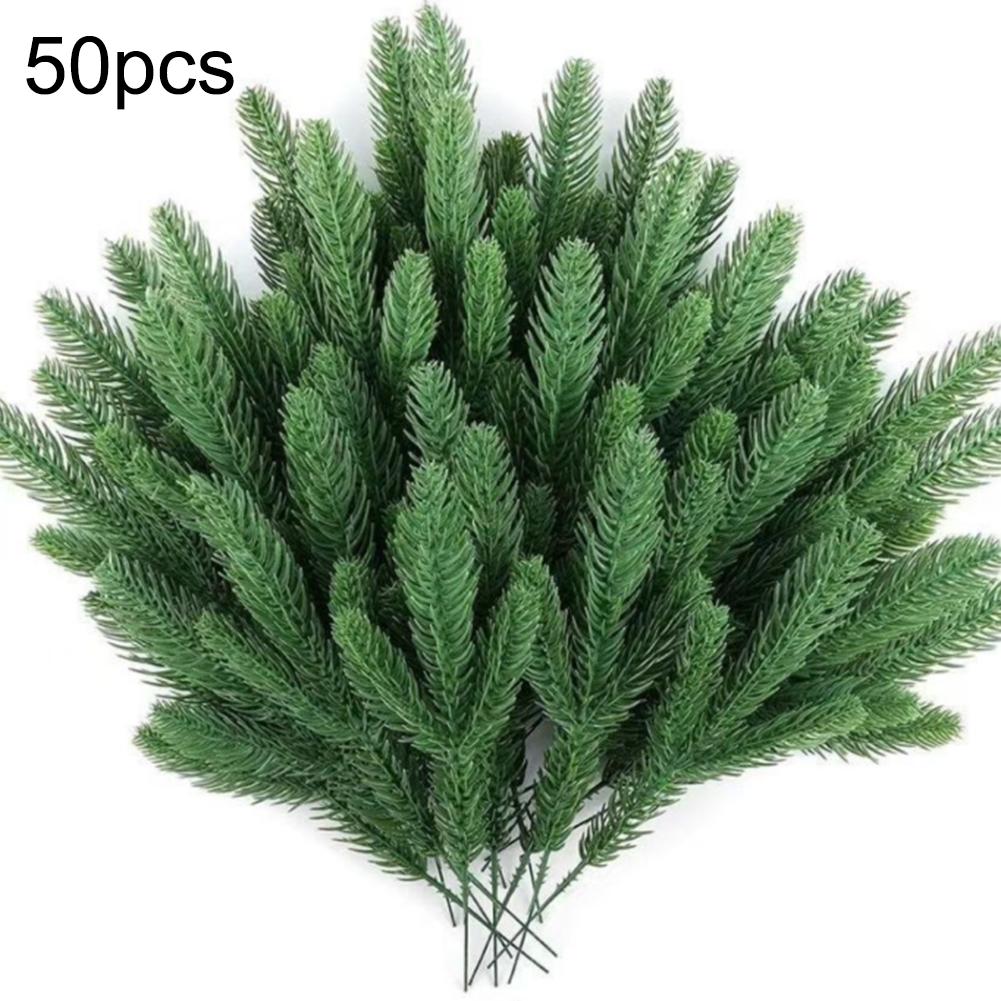 Artificial Pine Needle Branches with Berries for Christmas Holiday DIY Decoration Lightweight Flexible Material Set