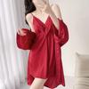 Sexy pajamas women's spring and summer new 1011 ice silk pure desire suspender nightgown set imitation silk French pajamas