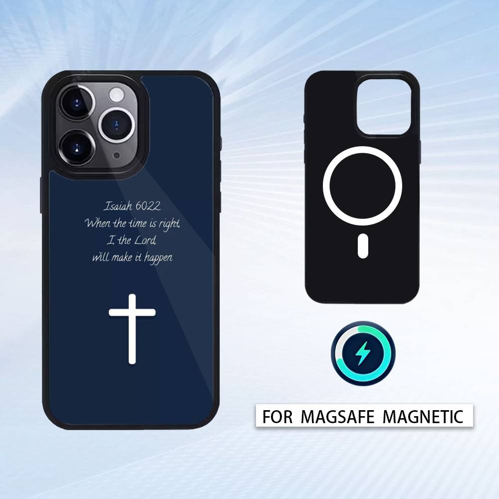 J-Jesus B-Bible Verse Phone Case Magnetic For iPhone17 16 15 14 13 12 Pro Max For Magsafe Wireless Charging Cover