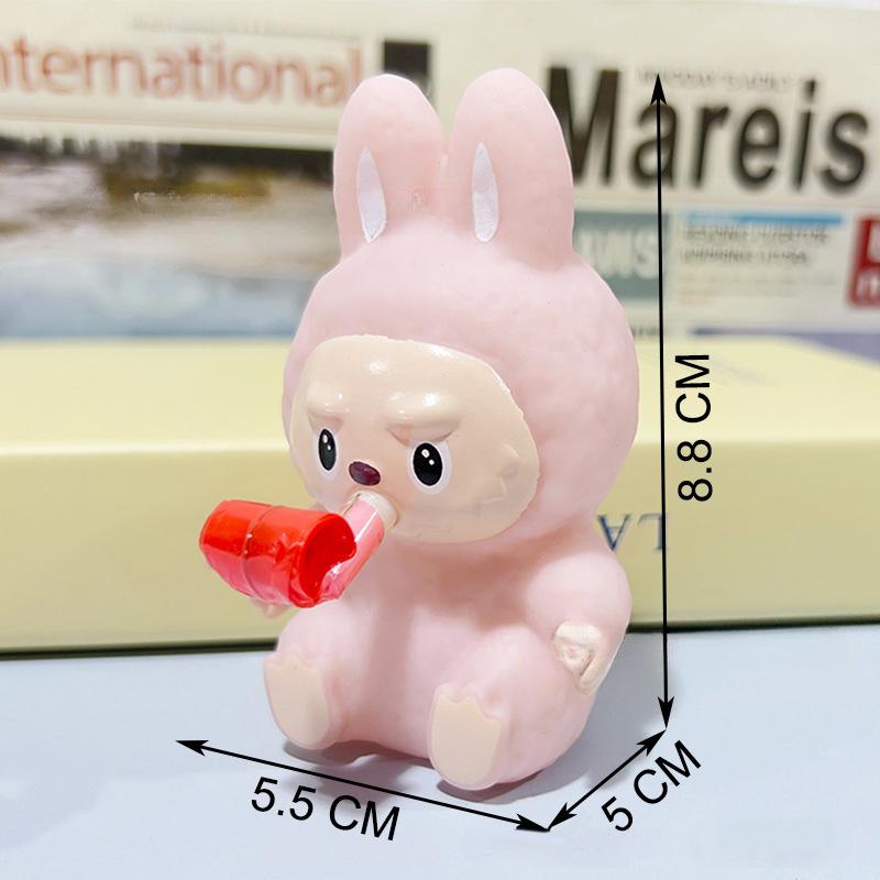 

1 шт., мультяшный мягкий реквизит для моти, кавайная игрушка для сдавливания Лабубу, игрушки для снятия стресса с медленным восстановлением, подарки для взрослых и детей розовый