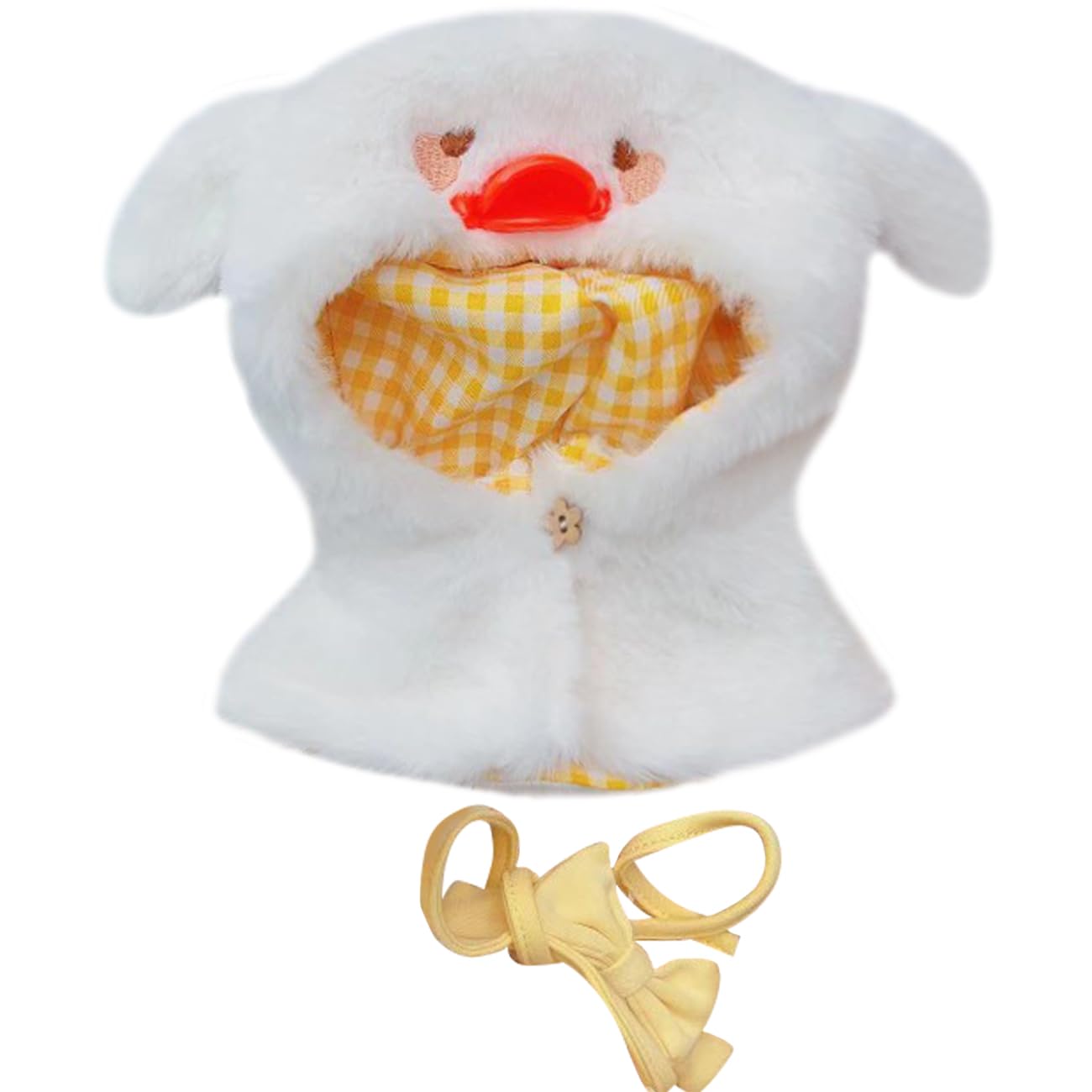 

YUYAKESHI Одежда для хлопковой куклы, Наряд для куклы-животного, Куртка, Шапка с ушками, Плюшевая игрушка, Милое животное, Пушистый плащ (Утка, 15 см)