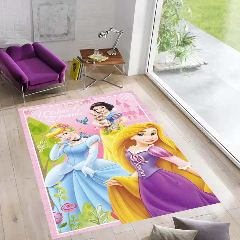 Multiple styles of Disney princess-themed rugs: Dreamy party rugs, large-area non-slip, washable mats, suitable for playrooms,