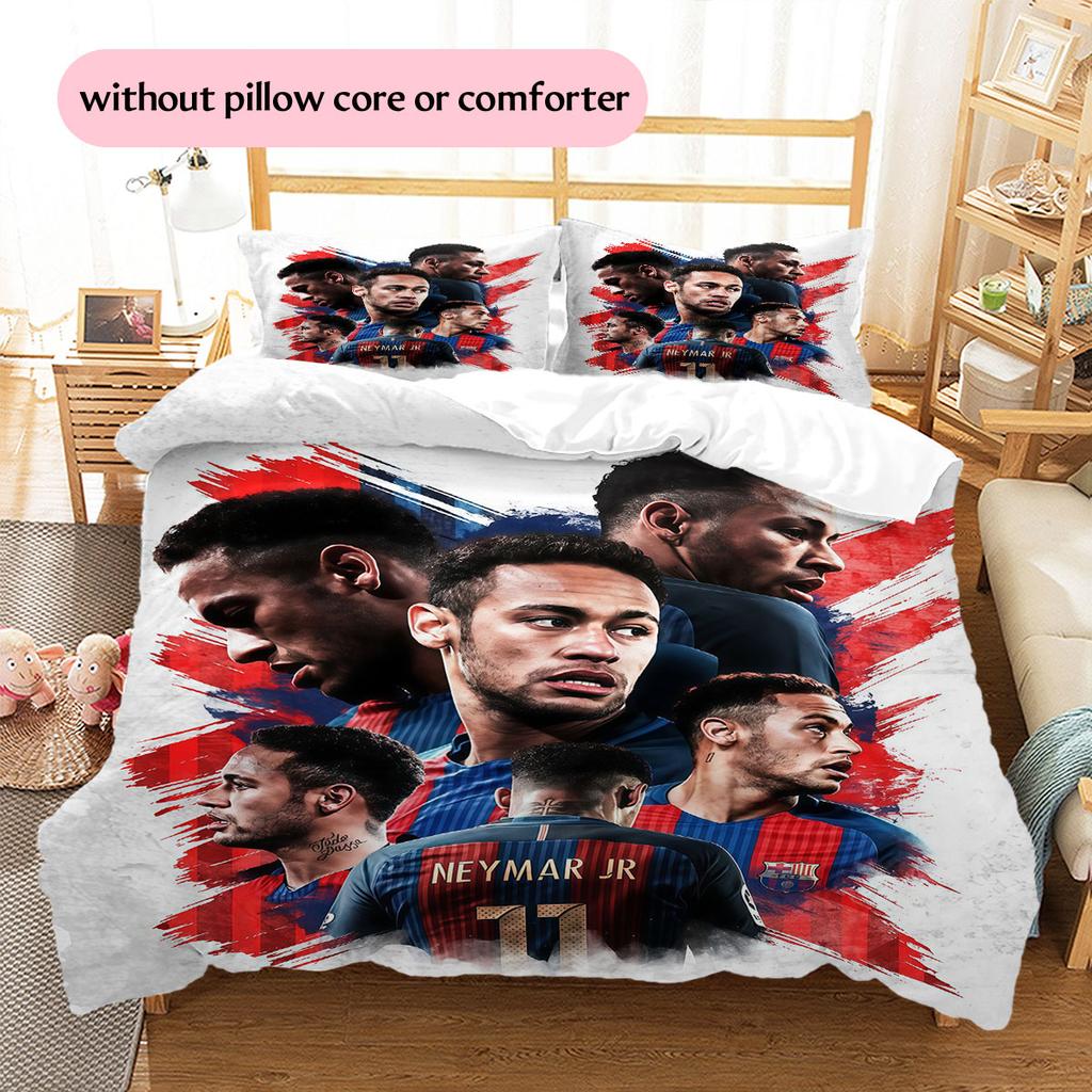 Neymar Muster Bettwäsche Heimdekoration Geburtstagsgeschenk (1 Bettbezug + 2 Kissenbezüge, ohne Füllung),Fanartikel.