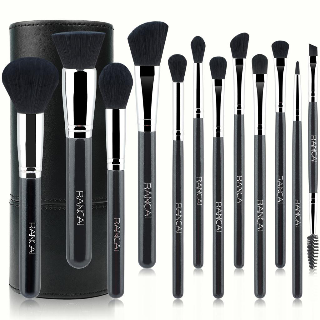 New 12 makeup brushes cover brush black soft hair loose powder brush foundation brush eyeshadow brush eyelash brush multi-functional beauty