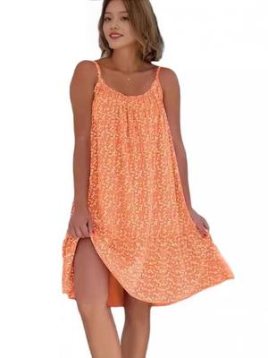 Europäisches & Amerikanisches Blumenmuster Spaghettiträger Locker Maxikleid für Damen
