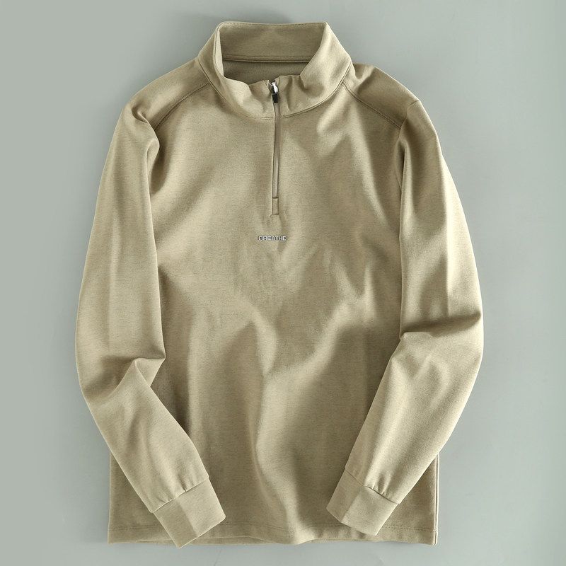 Goods ~ Foreign Trade Export Spring and Autumn Men s Stand Collar Hoodie Outerwear Tail Goods Original Single Big Brand Cut the Tag off Sweatshirts Khaki L