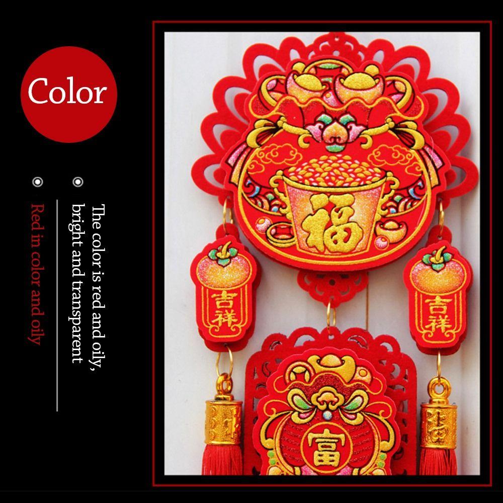 Red New Year Gold Hanging Ornament Chinese knot Felt Fu Character Door Hanging Large Luck Spring Festival Decoration