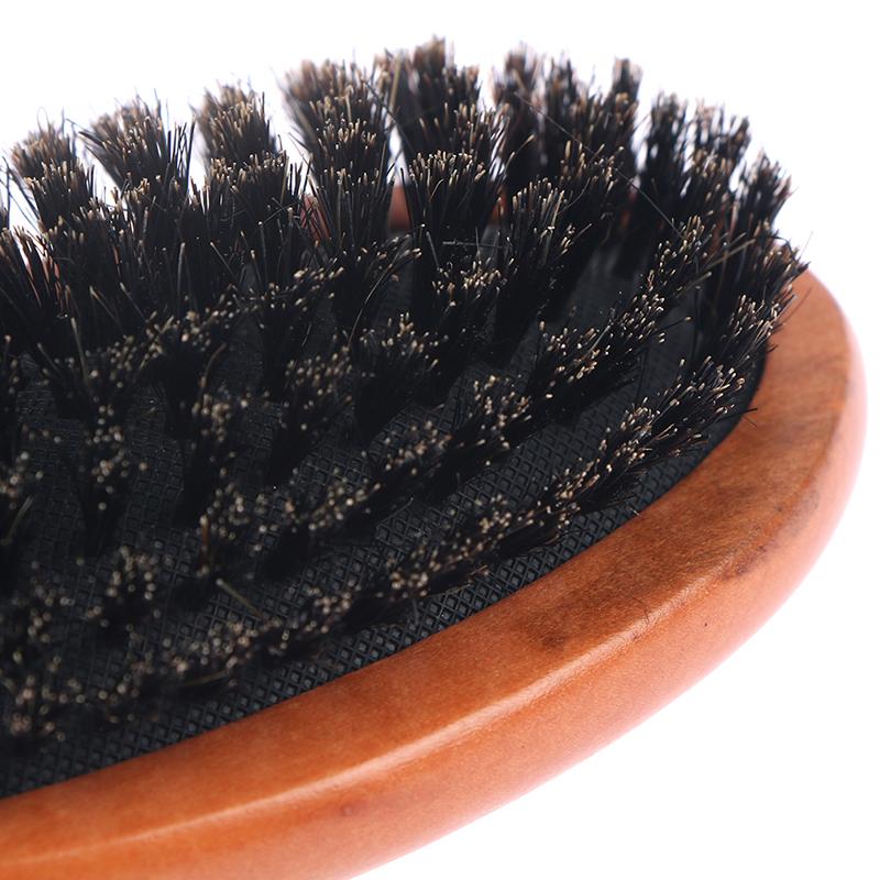 Hair Brush Wood Handle Boar Bristle Beard Brush Comb Detangling Straightenin