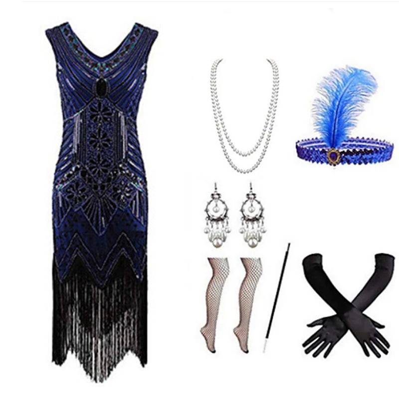 1920s Gatsby-Inspired Beaded Sequin Fringe Dress - Retro Evening Style for Women