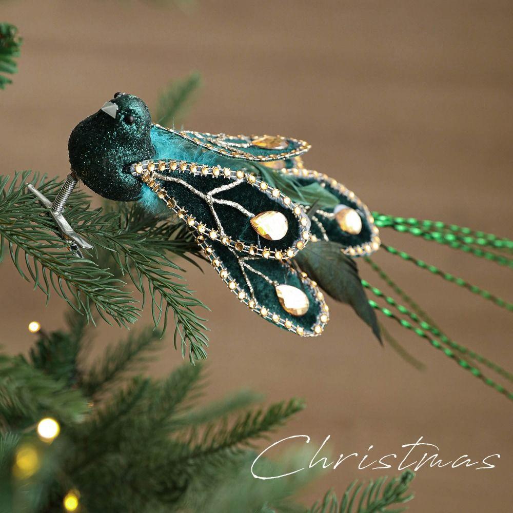 Realistic Glitter Christmas Brid Ornaments Feather Glitter Simulation Bird Decor With Clip Simulate Christmas Tree Decoration