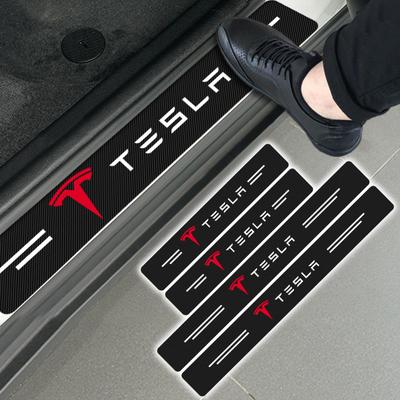 4 stuks koolstofvezel autodeurdrempel waterdichte 3D stickers voor Model S Model X Model Y Cybertruck Model 3 Model Y