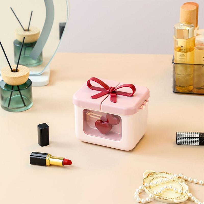Bowknot Lipstick Storage Box Dressing Table Cosmetics Storage Box Dormitory Lip Glaze Nail Polish Dustproof Exquisite With Cover
