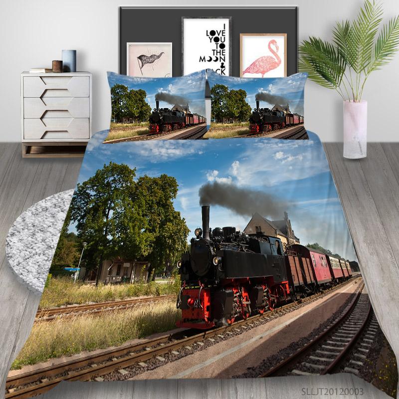 Bedding Cover Suit 2/3 Pcs Home Bedclothes Train Unique Design Quilt Covers with Pillowcase Highend Bed Cover Sets