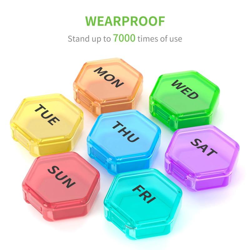 

Small Pill Box Weekly Pill Organizer Travel Pill Container Portable 7 Day BPA Free Daily for Medicine Cod Liver Oil Storage Box