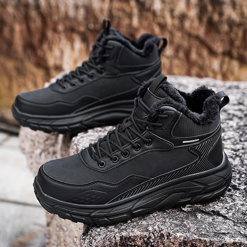 Winter Cotton Shoes Men's Shoes New Thick-soled Non-slip and Wear-resistant Outdoor Hiking Shoes Piled Thickened Warm Work Snow Boots