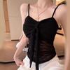 Sexy Lace Bandeau Tank Top - Women's Summer 2026 Style, Slightly See-Through, Bow Tie & Lace-Up Design