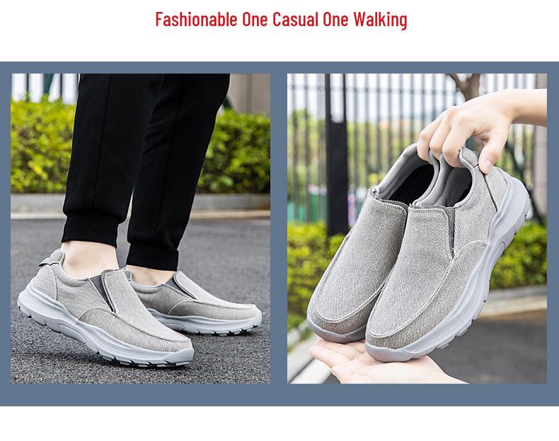 Men's Spring Slip-on Walking Shoes: Breathable Mesh, Lightweight, Large Size, Perfect for Middle-aged & Elderly Casual Wear.