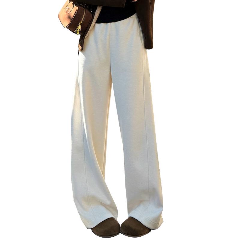 Damen Weiße Weite Hosen - Herbst/Winter 2025 Locker Schlankmachende Jogginghosen