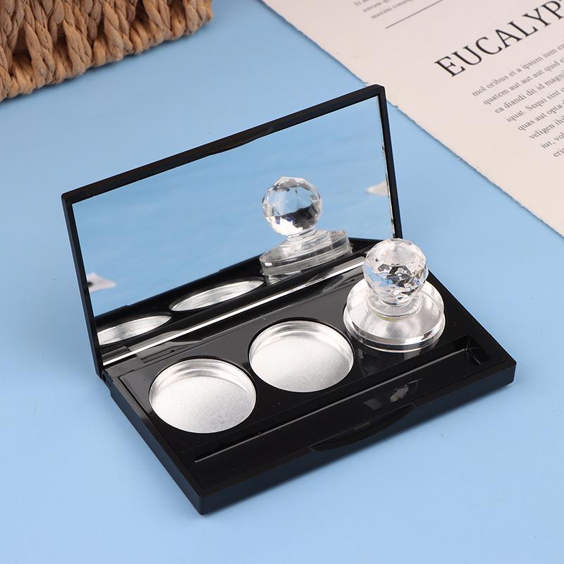3 Grids Square Empty Eyeshadow Palette With Fixed Sticker&Aluminum Plate Plastic Cosmetic Container Clear Makeup Case