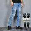 VOLERO+VOLERO+Motorcycle Jeans Pánské Vintage Elastické Rovné Barrel Wash Stříbrné Motocyklové jezdecké kalhoty Anti Drop