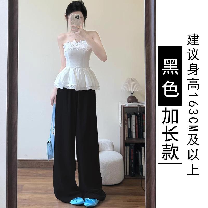 

Tencel linen wide-leg pants women s summer thin new ice silk loose straight casual lazy mopping pants XL [suitable for 125-72.5kg]