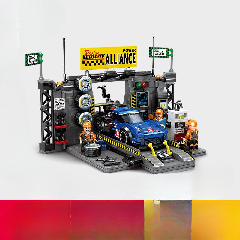 

Строительный блок гоночный автомобиль модификация сцена истребитель производственная линия сцена совместима с мальчиками сборка развивающие игрушки 29.5*16.6*9.6cm
