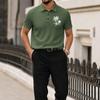 Men Short Sleeve Polo Shirt with Turn Down Collar and Printed Pattern Lightweight Breathable Casual Summer Top