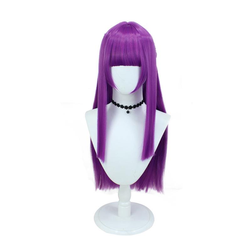 31" Long Purple Cosplay Wig – Realistic Silicone Scalp Top & Straight Synthetic Hairpiece for Anime Conventions & Magical Girl Cosplay