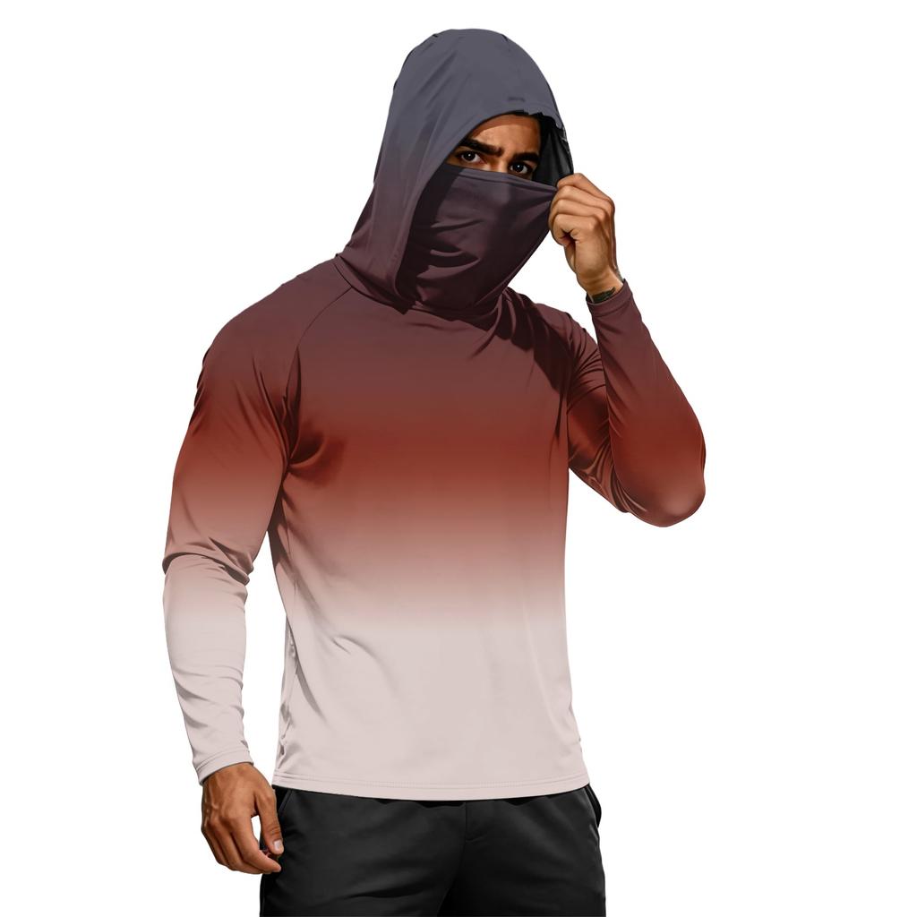 Herren Sommer Langarm Hoodie UPF50+ Sonnenschutz Schnelltrocknend Fitness Sportshirt Leicht Atmungsaktiv Outdoor Activewear