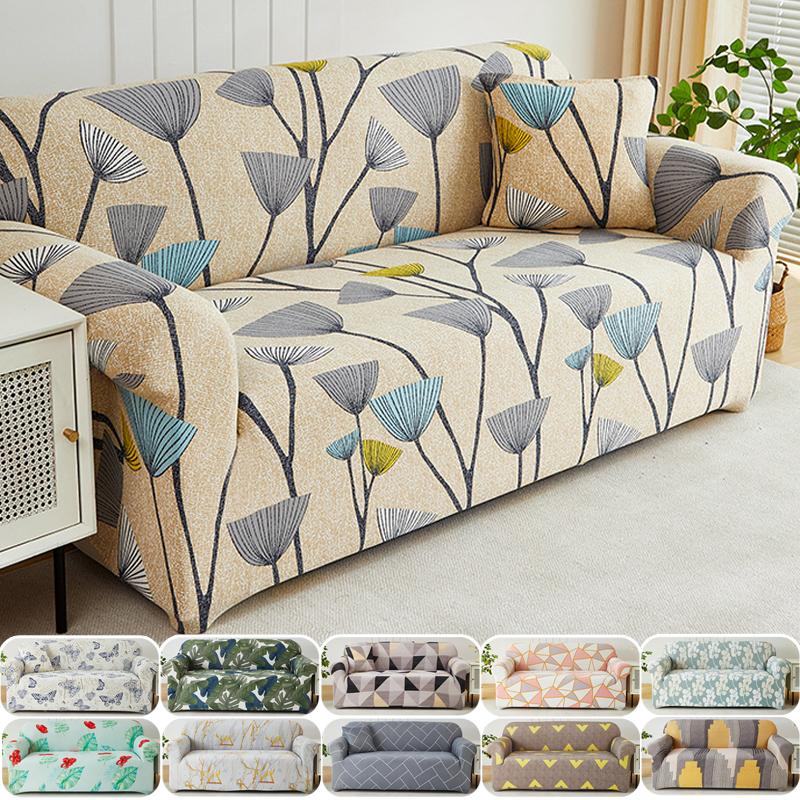 1pc Sofa Slipcover, Non-slip Printing Flower Sofa Couch Cover Furniture Protector for Bedroom Office Living Room Home Decor