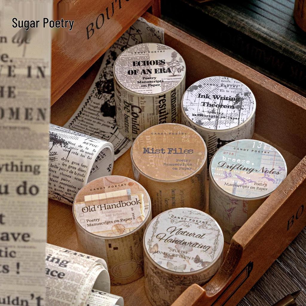 Jilv Tangshi Washi Tape: Retro Poetry & English Elements for Journals