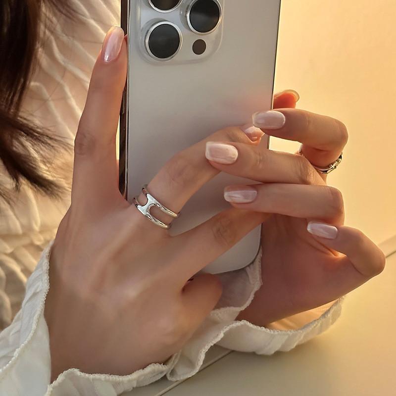 Trendy Copper Geometric Ring For Women With Adjustable Open Design For Elegant Fashion Style