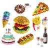 Fast Food Burger Mini Building Blocks DIY French Fries Donuts Birthday Cake Model Building Toys for Kids Educational