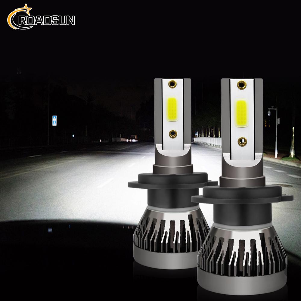 

2PCS LED Headlight Bulbs 30000LM H7 6000K White 12-24V Plug&Play High intensity COB Chips Head Lamp H7