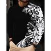 Herren Freizeit Herbst- und Winter-T-Shirt mit Aufdruck, langärmelig, Rundhalsausschnitt
