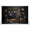 Black Christmas Tree Big Photography Background Golden Ball Shine Star Gift Photo Backdrops Baby Shooting Props Decor Photobooth