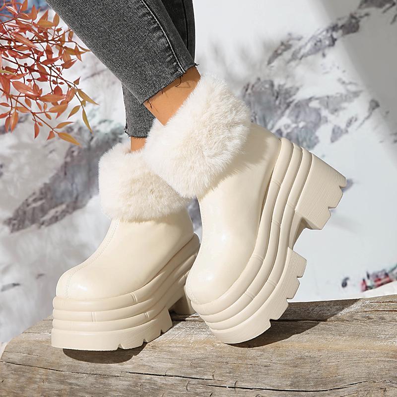 10cm Height Increase Women's Boots Plush Warm Winter Ankle Ankle Outdoor Waterproof Snow Boot Winter Fluffy Fur Boots for Women
