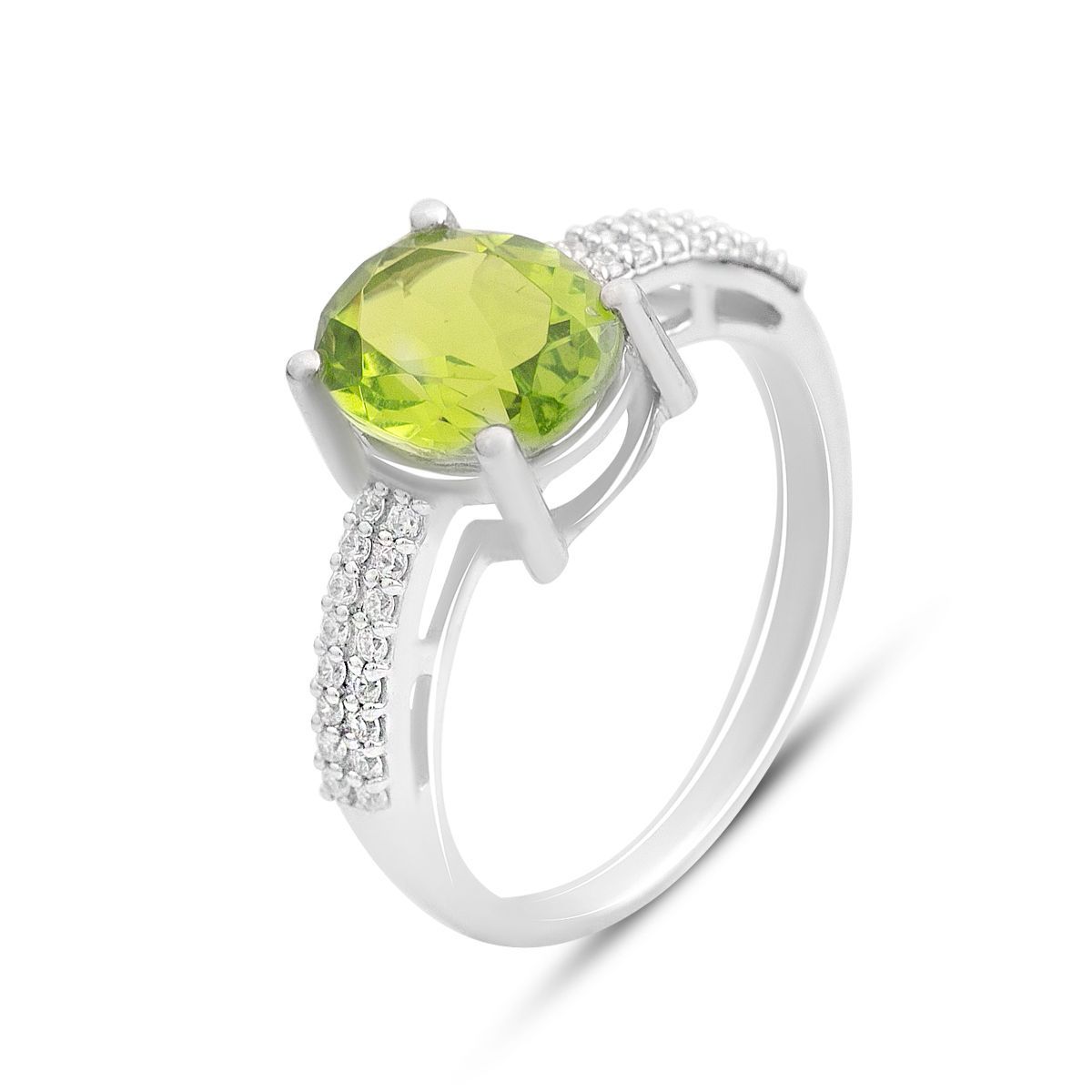 

Срібна каблучка з хризолітом 3.36ct, вага виробу 3,41 гр (2157335) 18.5 смарагдовий