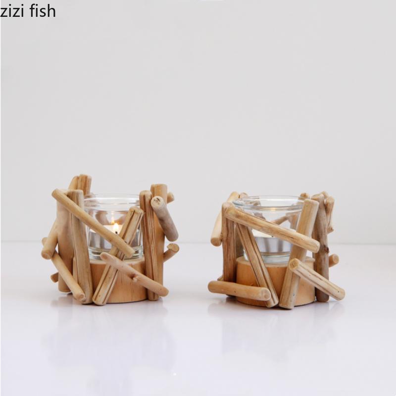 Sfeșnic Idilic din Lemn Lucrat Manual, Suport de Masă pentru Lumânări, Decorațiune, Artizanat, Cupă pentru Lumânare, Raft pentru Lumânări, Sfeșnic de Casă