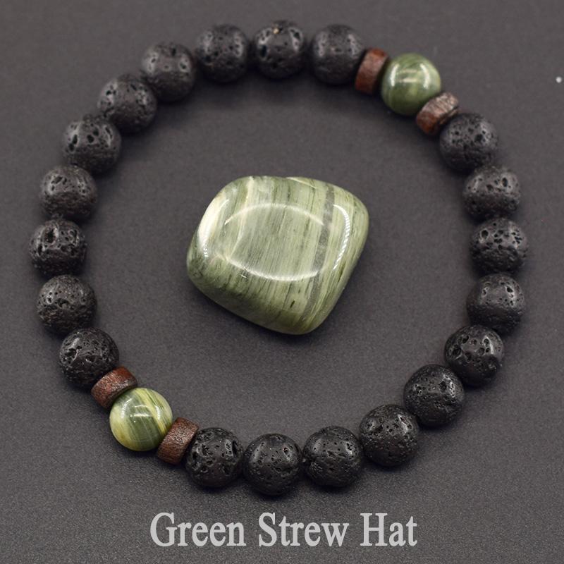 Natural Yellow Tiger Eye Bead Bracelet Men Women Black Volcanic Lava Wristband Tibetan Buddha Elastic Rope Couple Stone Bracelet