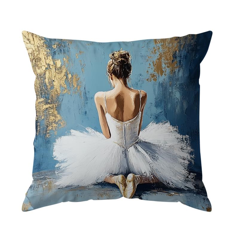Home Decor Ballet Dancer Art Pillowcase for Home Decor Pattern Cushion Cover Suitable for Sofa Bedroom Car Pillow Cover