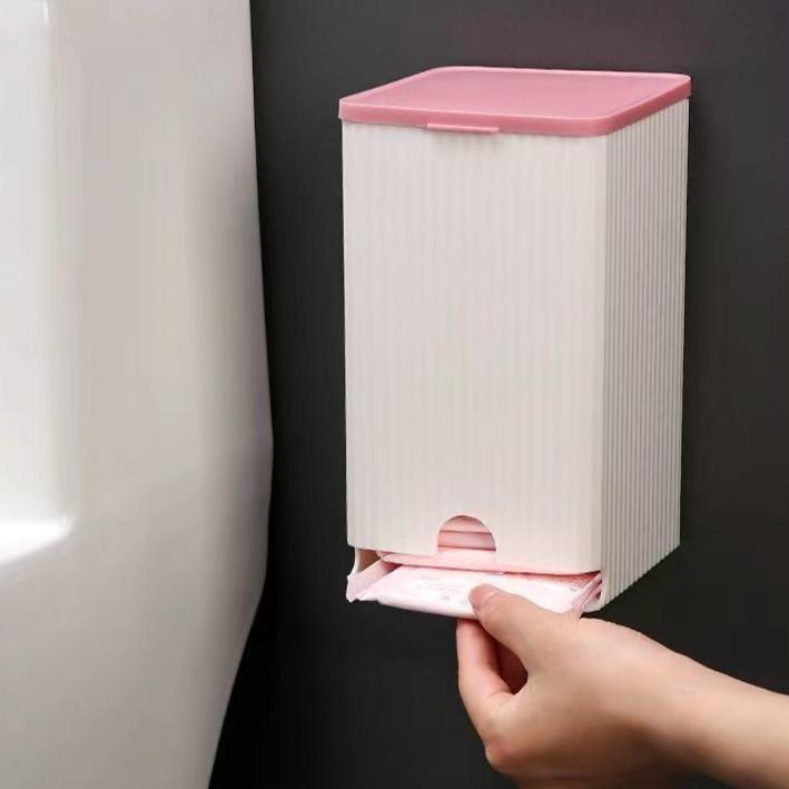 

Настенные ящики для хранения гигиенических салфеток, органайзеры для ванной комнаты, пыленепроницаемые, портативные, многофункциональные, большой емкости розовый