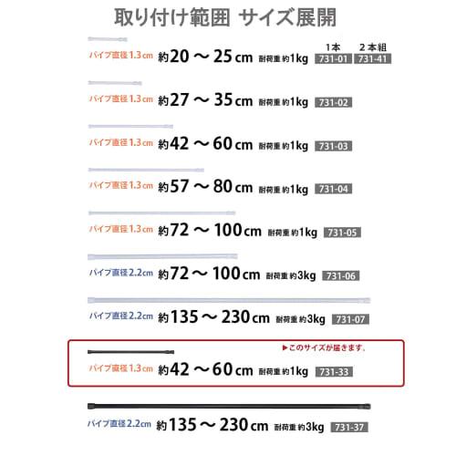 Astro Spring-Loaded Tension Rod, Black, Mounting Range: Approx. 42-60cm, Diameter: 1.3cm, Weight Capacity: Approx. 1kg, Easy Installation, Telescopic