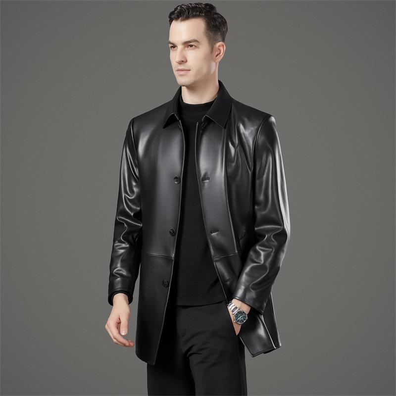 Men's Genuine Leather Coat Autumn and Winter High-end Fashion Business Casual Temperament Windproof Charm Genuine Leather Jacket