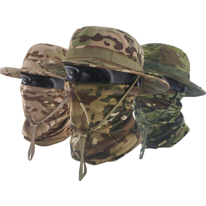 Camouflage Tactical Bucket Hat Set - Outdoor Fishing & Sun Protection Breathable Hat for Men