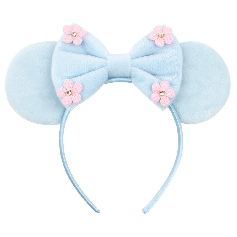 Disney Mickey 3.3"Velvet Ears Headband For Girls Soft Bow Hairband Halloween Festival Party Christmas DIY Hair Accessories