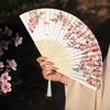 Traditional Chinese Sle Hand Fan Women's Qipao Dance Fan Portable Summer Small Foldable Fan Silk Material Bamboo Frame
