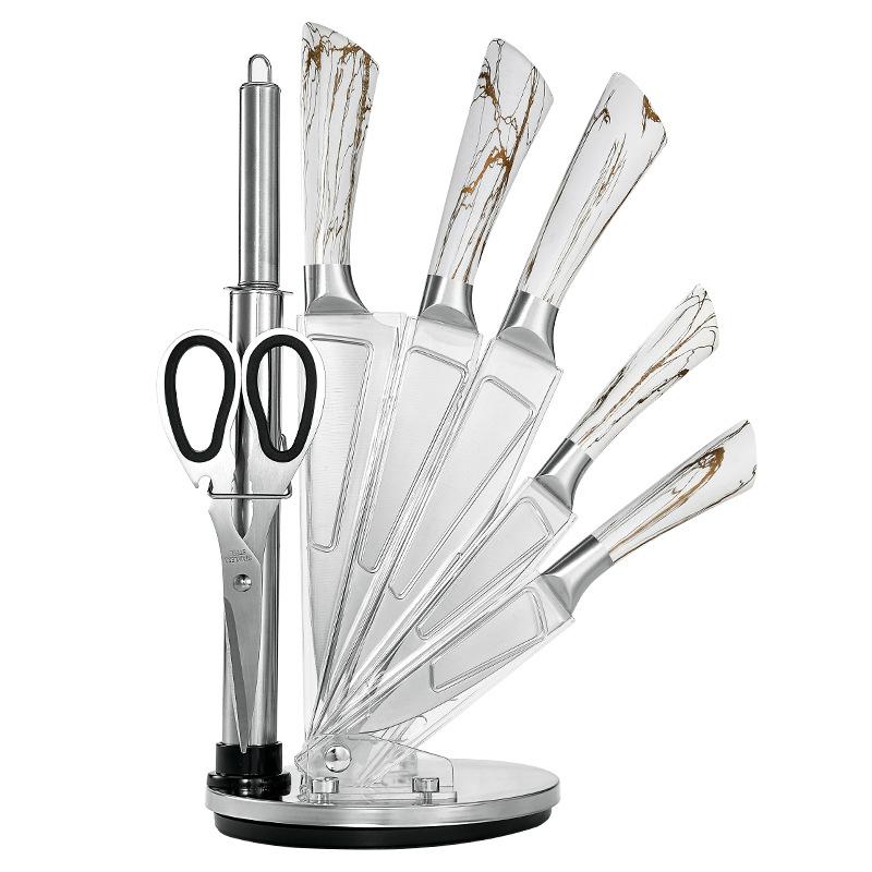 7pcs Kitchen Knife Set Stainless Steel Chef Knife Slicing Knife Professional Meat Cleaver Kitchen Scissors Fruit Knife