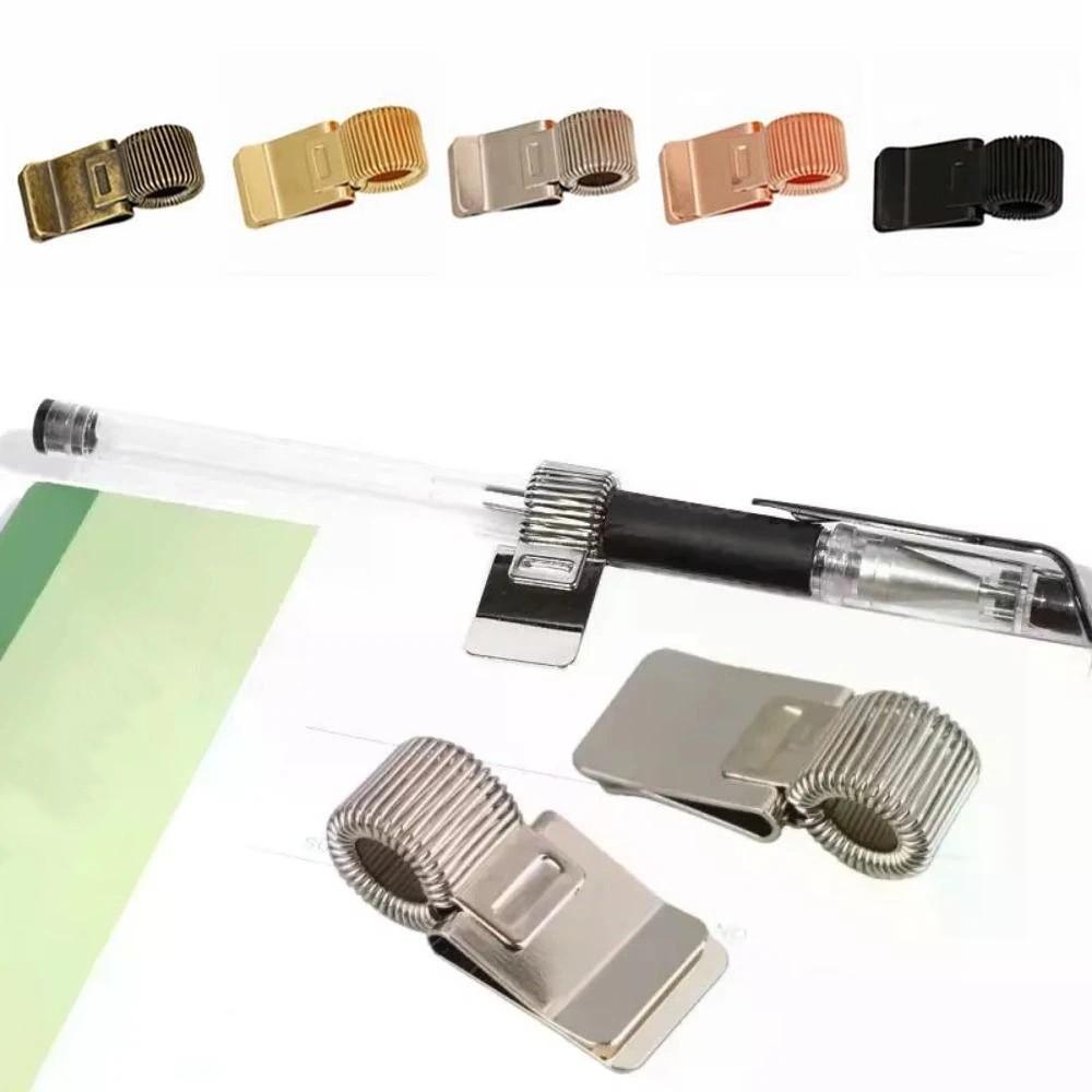 Retro Spring Pen Clip Heavy-Duty Notebook Pen Holder Metal Pen Clip  School Stationery