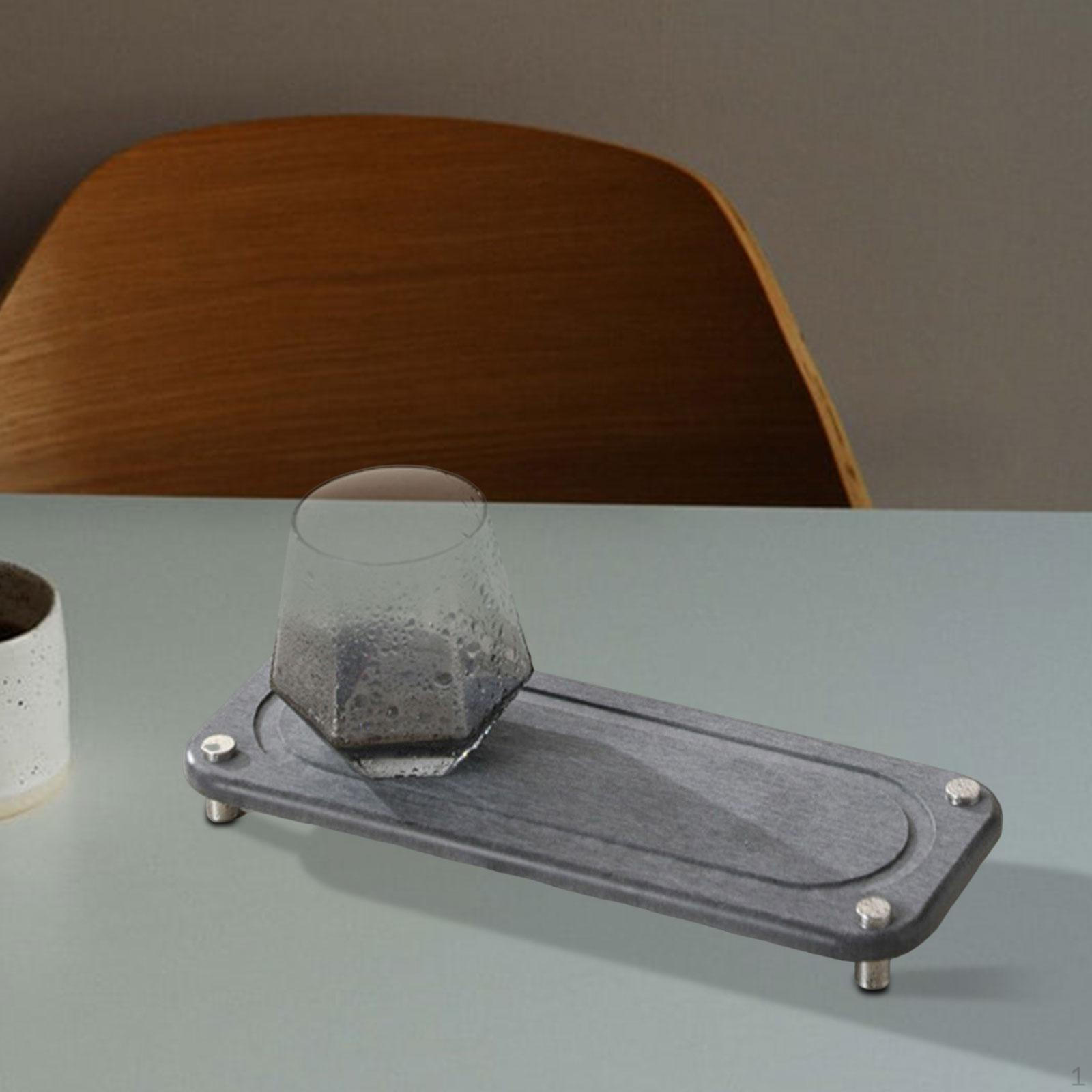 Absorbent Diatomite Drink Coasters ,Small Tray Bathroom Soap Pad Rectangle Cup Holder for dark grey  oval